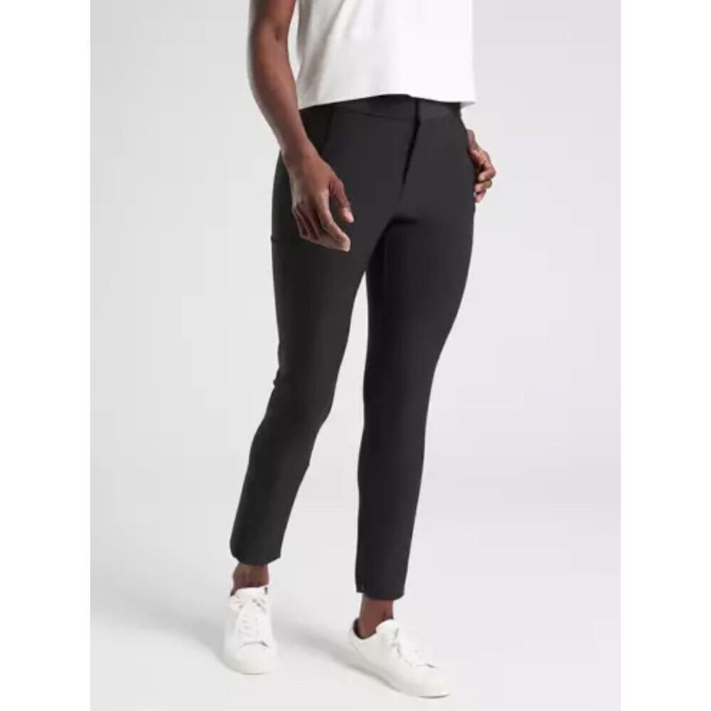 Athleta Stellar STRETCH hi-rise Trouser inside/leg zip Black‎ Size 2